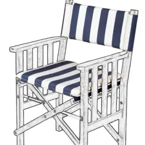 Cushion Set for Teak Directors Chair II and Helmsman Seat II - Navy/White