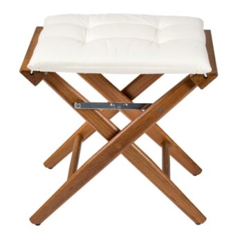 Teak Directors Stool with Cream Cushion