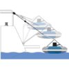a diagram of the motion of a safety raft being lowered off a bigger boat using a davit.