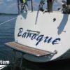 teak stern platform installed on a boat