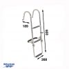 A three-step boat ladder with hooks.