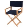 Solid Teak Directors Chair The Edge Un-Oiled - Navy Cushion