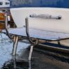telescopic ladder unfolded on a boat