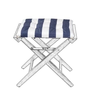 Cushion Set for Teak Directors Stool - Navy/White