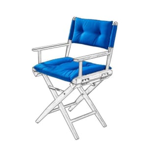 Cushion Set for Teak Directors Chair and Helmsman Seat - Cobalt
