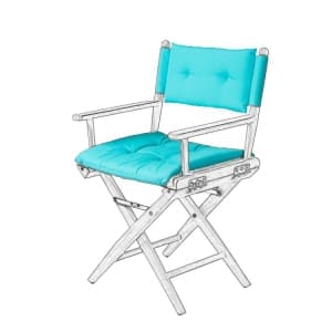 Cushion Set for Teak Directors Chair and Helmsman Seat - Aqua